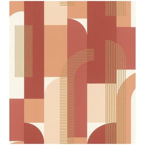 Image of Red Orange Geometric Pattern Wallpaper - Contemporary Versatile Sophisticated - Feature Wall - Living Room Study Dining Room Bedroom - Abstract Washable Strippable - Paste The Wall Non Woven