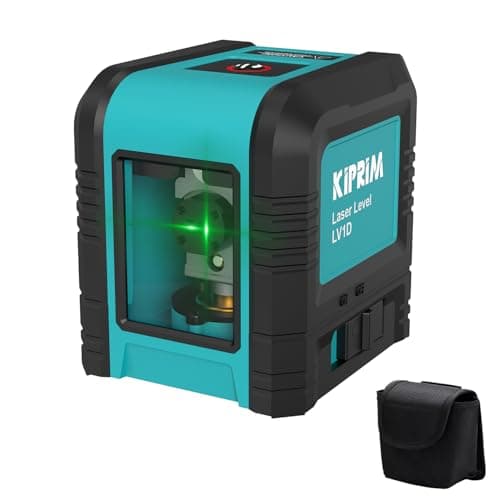 Image of Kiprim Laser Level Self-Leveling Green Beam Horizontal and Vertical Cross-Line Laser for Construction,Picture Hanging,Wall Writing Painting,Home Renovation,Floor Tile, Carrying Pouch, Battery Included