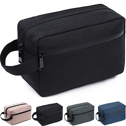 Image of FUNSEED Travel Toiletry Bag for Women and Men, Shaving Bag for Toiletries Accessories, Foldable Storage Bags with Handle for Cosmetics Brushes Tools,Black
