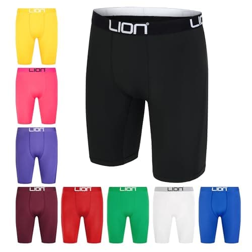 Image of LION SPORTSWEAR Compression Shorts for Football & Sports – Multi-Purpose Base Layer for Men & Kids, Ideal for Gym, Training & Running - Black | Medium Kids