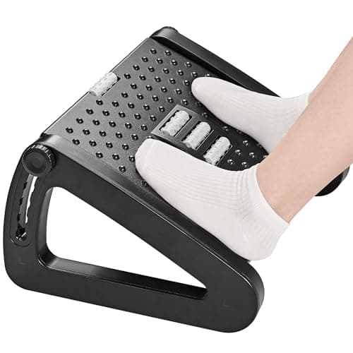 Image of HEETA Foot Rest Under Desk, Adjustable Height Ergonomic Stool with Massager Function for Office and Home