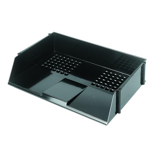 Image of Deflecto A4 Essential Wide Letter Tray in Classic Black - Letter Tray Organiser - Letter Holder - Letter Organiser Storage - Desk Trays - CP028YTBLK