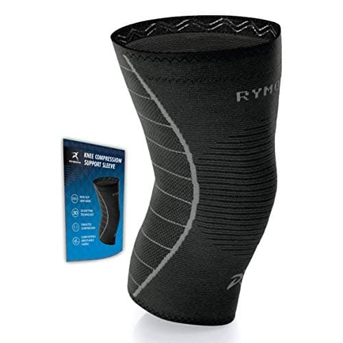 Image of Rymora Knee Support for Women and Men - Compression Sleeve to Ease Knee Discomfort - Great for Running, Sports & Everyday Wear (Black) (Single Sleeve) (Small) [S]
