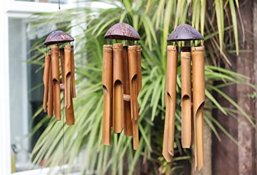 Image of Bamboo Wind Chime Fair Trade - Hand Carved Hanging Accessory (35cm)