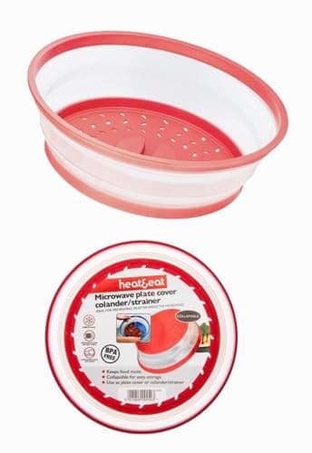 Image of Home Fittings ® Pendeford Collapsible Microwave Plate Cover and Colander Dual Function Space Saving Design Heat and eat lid Strainer