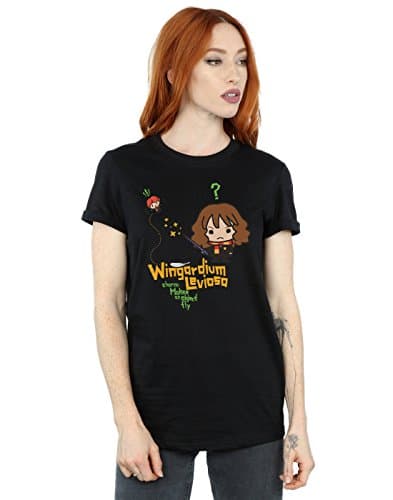 Image of Harry Potter Women's Hermione Granger Wingardium Leviosa Junior Boyfriend Fit T-Shirt Small Black