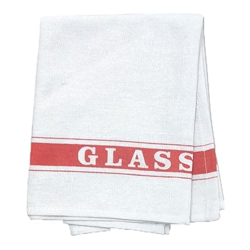 Image of HOMESHOPA Cotton Glass Cloth, 1 Pack Red Professional Catering Heavy Duty Kitchen Tea Towel, Colour Coded Cleaning Cloths, Lint Free, Washable, Absorbent and Quick Dry