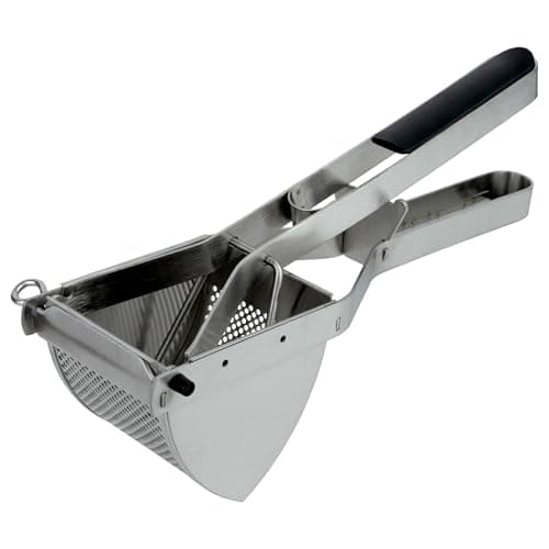 Image of Grunwerg PT-6272 Ricer Stainless Steel Masher Fruit and Vegetable Press with Ergonomic Handle Quick and Easy Mashed Potatoes, 18/10, 28 x 8 x 10 cm
