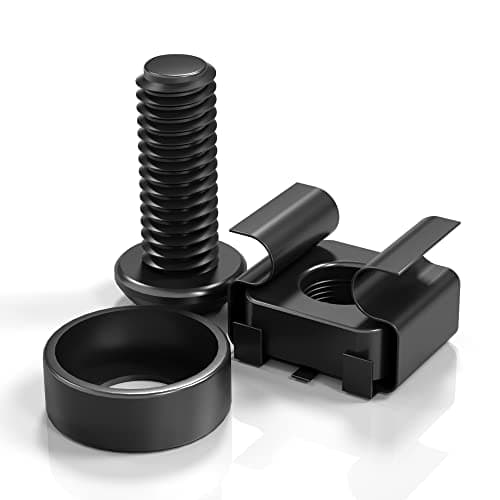 Image of XOOL 50 PCS M6 x16mm Rack Mount Cage Nuts, Screws and Washers for Rack Mount Server Cabinet,Rack Mount Server Shelves,Routers,Rack Mount Screws and Square Insert Nuts,Self-Locking Cable Ties for Free