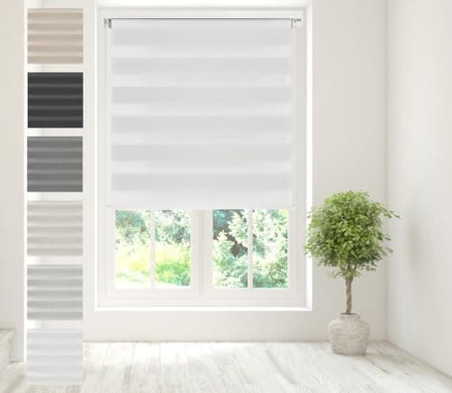 Image of Caecus Day Night Zebra Roller Blind White 240cm x 160cm