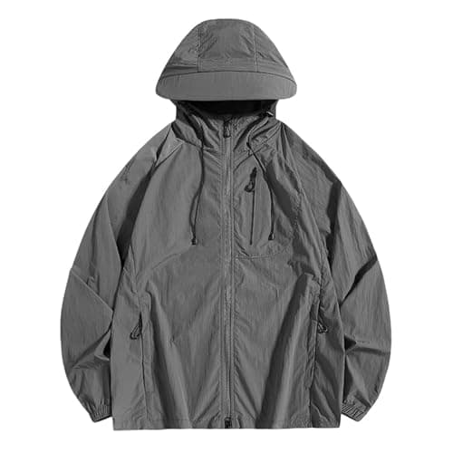 Image of UV Jacket Men Women Long Sleeve Lightweight Summer Jacket Quick-Drying Sun Protection Hoodie Regular Fit Plain Running Jacket Breathable Training Jacket with Zip Leisure Jacket, O Grey, M