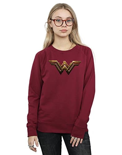Image of DC Comics Women's Justice League Movie Wonder Woman Emblem Sweatshirt Large Burgundy