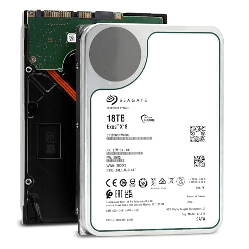 Image of Seagate EXOS X18 18TB ST18000NM000J Interne Server Festplatte, 3,5 Zoll HDD SATA 6GB/S 7200RPM 256MB 24X7 Verfügbarkeit (Renewed)