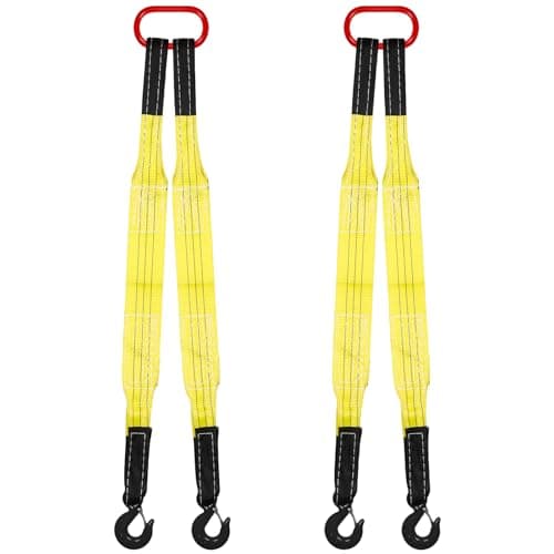 Image of Maasechs 2 Pack Lifting Slings Straps with Hooks Web Slings Capacity Polyester Bridle Sling Heavy Duty Two Leg Lifting Straps for Engines Cranes Hoists Truck(Yellow,3.3ft)