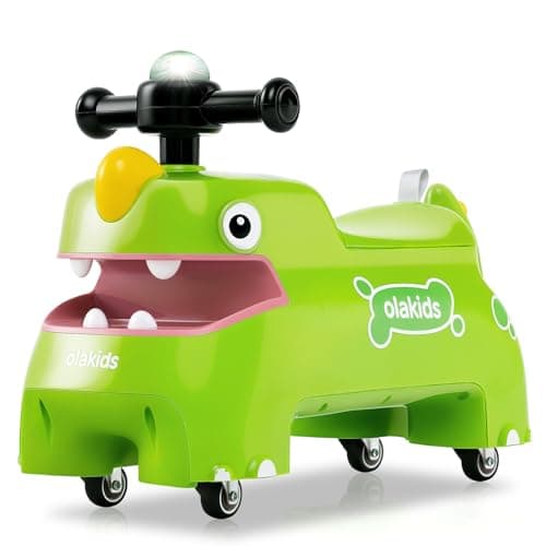 Image of OLAKIDS Ride on Push Car, Kids Foot-to-Floor Sliding Car with Universal wheels, Light, Sound, Under-Seat Storage, Ride on Toy for Toddlers Boys Girls Aged 3+ Years (Green)