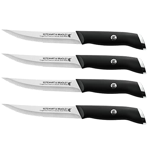 Image of STEWART & BRADLEY Steak Knife Set of 4 – Premium German Stainless Steel Half Serrated