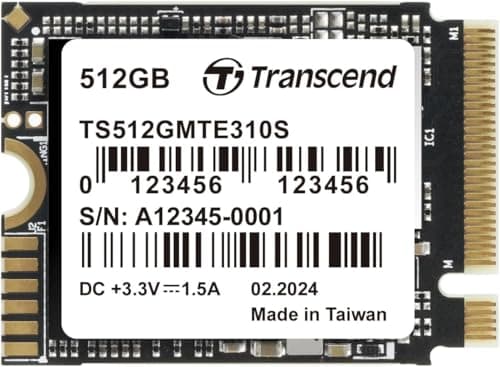 Image of Transcend MTE310S 512GB M.2 2230 NVMe PCIe Gen4 x4 SSD, Read/Write up to 3,300/1,700 MB/s for Steam Deck, ASUS ROG Ally & Ultrabooks TS512GMTE310S