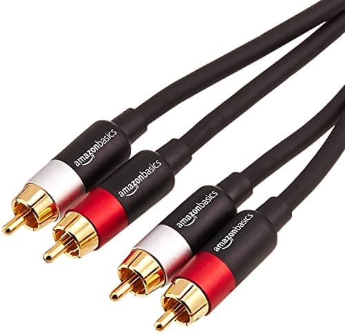 Image of Amazon Basics 2 RCA Audio Cable for Amplifier,Active Speakers or Subwoofer with Gold-Plated Plugs, 4.6 m, Black