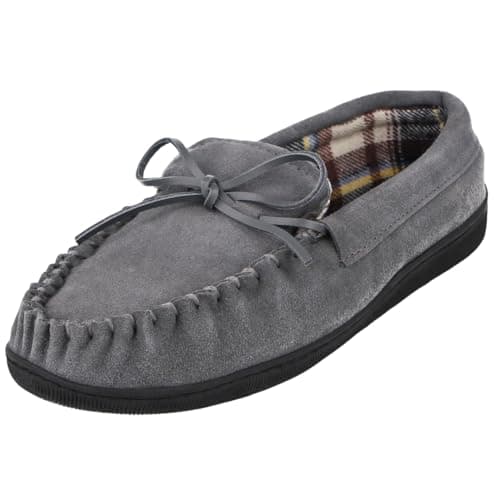 Image of Cushion Walk Mens Real Suede Leather Moccasin Slippers Size 7-12 (UK 7/EU 41, Dark Grey)