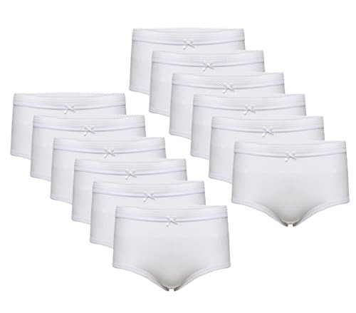 Image of Daisy Dreamer Underwear Women 12 Pack High Waist Ladies Knickers 100% Cotton Full Coverage Briefs Maxi Pants (OS 14/16 (40-42"), White)