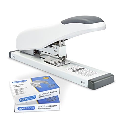 Image of Rapesco 1391 ECO HD-100 Heavy-Duty Stapler with 2000 Type 923/10mm Staples, 100 Sheet Capacity, Soft White