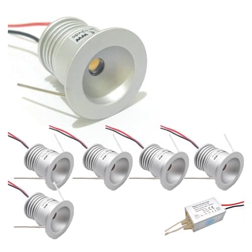 Image of LGJEGD 12v 1W IP65 Mini Led Spotlight 25mm Spot Bulb Lighting Kit Outdoor Ceiling Lighting, 6 Pack (Warm white,30 degrees)