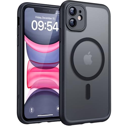 Image of TOCOL for iPhone 11 Case, Fit for MagSafe, Upgraded Full Camera Protection, 14FT Military Grade Shockproof Magnetic Thin Slim Frosted Translucent Matte Back Phone Cover (Black)