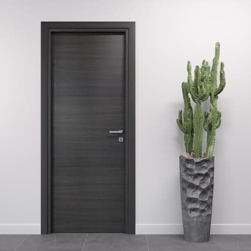 Image of PORTE ITALIANE Hinged Interior Doors Laminate Doors High Density Waterproof Wooden Frames Various Sizes, Locks and Handles HOPPE Free Oak Grey 80 x 210 cm Left