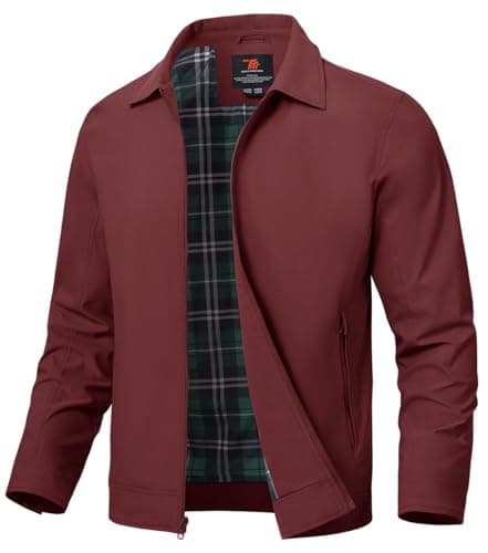 Image of YSENTO Mens Summer Bomber Jackets Lightweight Casual Windbreaker Baseball Sports Cargo Jacket Outwear with Zip Pockets(Wine red,2XL)