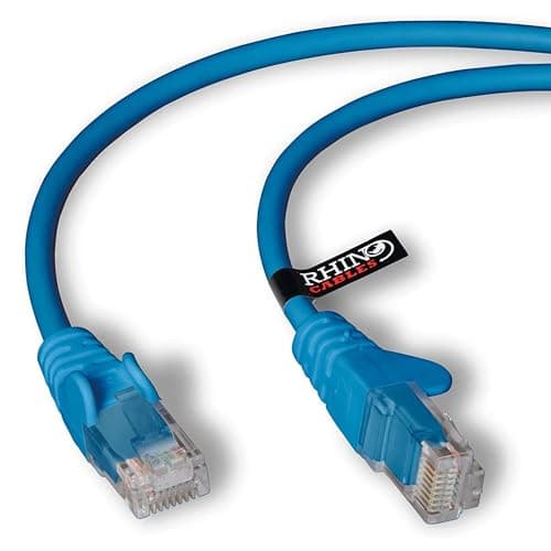 Image of rhinocables CAT 6 High-Speed Gigabit Ethernet Cable - Patch Network Lead for LAN| Snagless UTP With LSZH Jacket | RJ45 Connector - Internet, Router, Modem, Smart TV, PC & More (10m, Blue, Pack of 1)