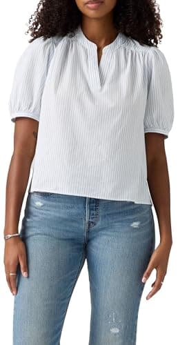 Image of Levi's Women's Amelie Blouse, Pixie Stripe V2 Blue, M