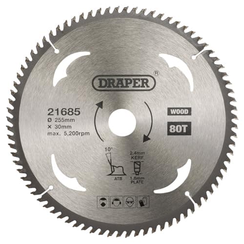 Image of Draper 21685 TCT Circular Saw Blade for Wood, 255 x 30mm, 80T
