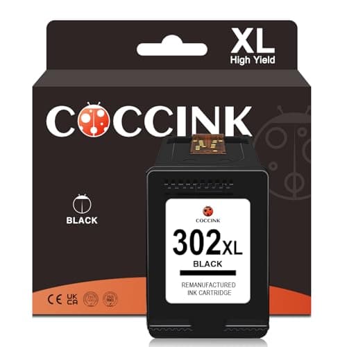 Image of COCCINK 302XL for HP 302 Black Ink Cartridge Envy 4527 4520 DeskJet 3630 3634 3636 3637 Envy 4522 4523 4524 Officejet 4650 3831 3833 3835 4638 5230 for HP 302 Ink Cartridges HP302 HP302XL Replacement
