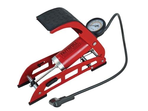 Image of Faithfull FAIAUFPUMP1 Foot Pump Single Cylinder with Gauge, includes additional adaptors
