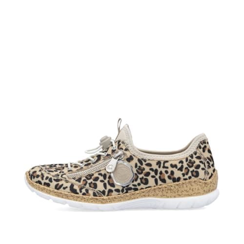 Image of Rieker N4263 Funky Leopard Print Canvas Summer Sneakers (Leopard, UK Footwear Size System, Adult, Women, Numeric, Medium, 6)