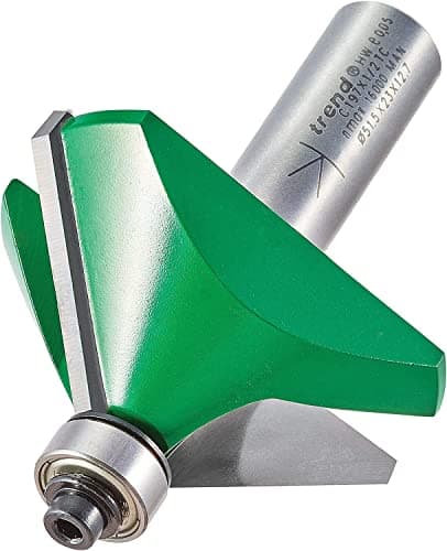 Image of Trend CraftPro Chamfer Router Cutter Bit, 1/2 Inch Shank, 51mm Cut Diameter & 45 Degree V Groove, Tungsten Carbide Tipped, C197X1/2TC, Silver