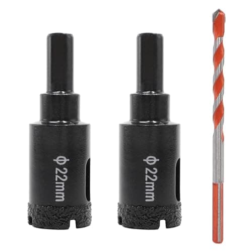 Image of KtbeYTi 2 PCS Diamond Hole Saw 22 mm Diamond Drill Bit Set Diamond Core Hole Cutter with Center Drill Bit for Tile Marble Ceramic(Black)