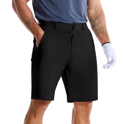 Image of BROKIG Mens AdiArmor Casual Golf Shorts,Lightweight UPF Work Short Stretch Dress Shorts Sports Shorts with Pocket (L,Black)