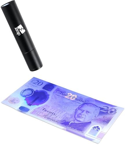 Image of ZZap D5 UV Counterfeit Detector Torch – 365nm Ultraviolet Light for Banknote Verification & Cash Handling – Rechargeable, 3W UV Light for IDs, Inks, Security, Outdoor Use & More