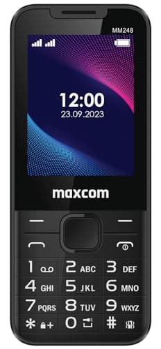 Image of Maxcom MM248 4G Dual Sim Feature Phone, 2.4 Inch Display, VoLTE, SIM Free, Pay As You Go Phones, Senior Mobile Phones, Basic Mobile Phone, Strong 1000mAh Battery, UK Plug, Black