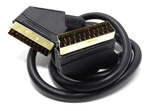 Image of DRUT 1m Scart to Scart Cable Lead, 21 Pin Male to Male (Plug to Plug) RGB Cord for TV, VCR, DVD Player Gold Plated (3ft)