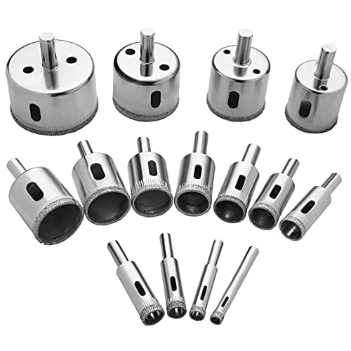 Image of flintronic Diamond Drill Bit Set, 15PCS(8mm-50mm) Carbon Steel Hole Saw Cutter Tools Set for Glass/Tile/Ceramic/Marble/Porcelain Cutting