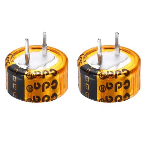 Image of sourcing map Super Capacitor, 5.5V 0.33F C-Type Button Capacitor, High Energy Low Resistance High Consistency for Electronics Toys AC Motor Smart Display Screen (Golden, Pack of 2)