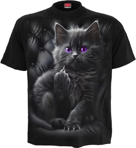 Image of Spiral - Cattitude - Front Print T-Shirt Black - 4XL
