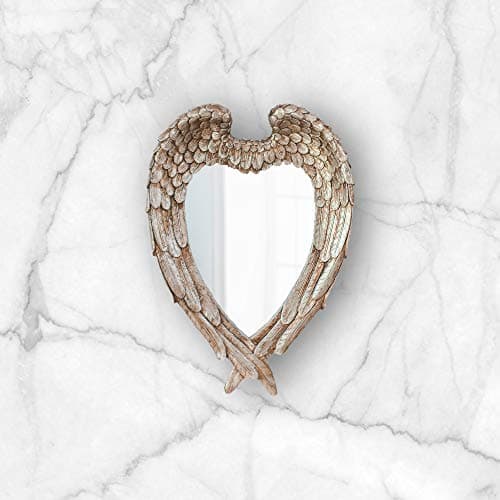 Image of HomeZone Heart Shaped Angel Wings Wall Mirror Decorative Hanging Mirrors for Walls Vintage Wall Mounted Mirrors Wall Decor for Hallways Stairs Bedroom Decor Living Rooms Home Decoration