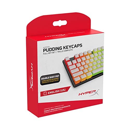 Image of HyperX Pudding Keycaps – Full Key Set – PBT – {White} – English (US) Layout – 104 Key, Backlit, OEM Profile
