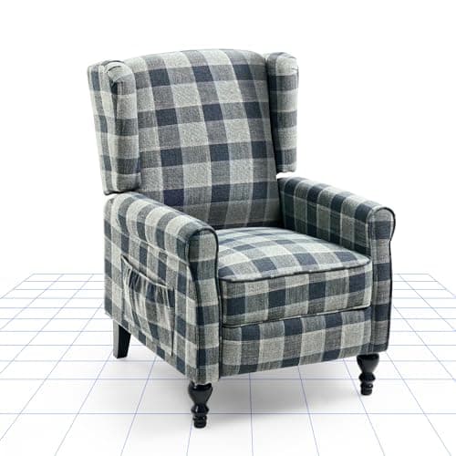 Image of FLEXISPOT Recliner Chair Adjustable Armchair for Relaxing Accent Chair Pushback for Living Room Bedroom Wing Back Reclining Sofa, Grey