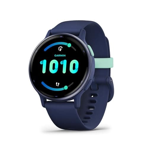 Image of Garmin vívoactive 5, 42mm GPS smartwatch, AMOLED touchscreen, all-day health monitoring, advanced fitness features, personalised sleep coaching, Music, up to 11 days battery life, Navy