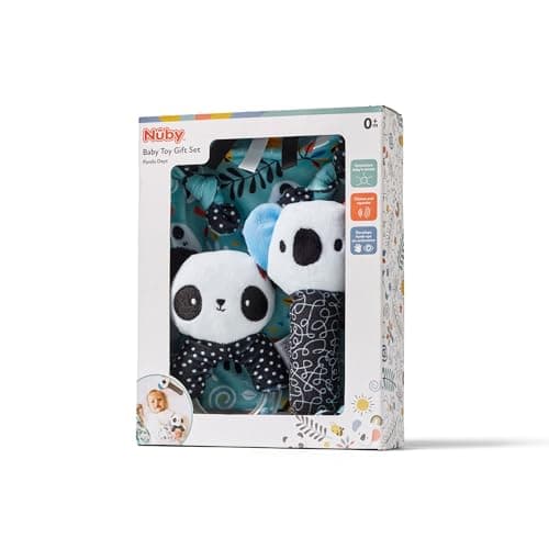 Image of Nuby Panda Baby Gift Set – 3-Piece Keepsake | Comforter, Squeaker & Rattle | Box Included | Suitable from Birth