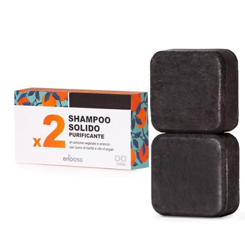 Image of Enooso Clarifying Shampoo Bar for Oily Hair, Anti Dandruff with Charcoal, Kaolin Clay & Panthenol - No SLS, Parabens, Silicone-Free - Solid Natural shampoo bar, Vegan & Made in Italy, 2x2.3oz (130g)